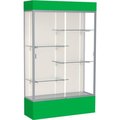 Waddell Display Case Of Ghent Spirit Lighted Display Case 48"W x 80"H x 16"D Plaque Back Satin Finish Kelly Green Base & Top 3174PB-SN-KG